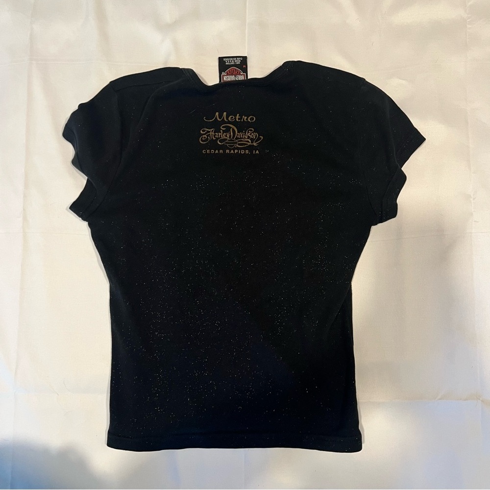 Harley-Davidson Black Sparkle Baby Tee | Size M - Picture 5 of 5